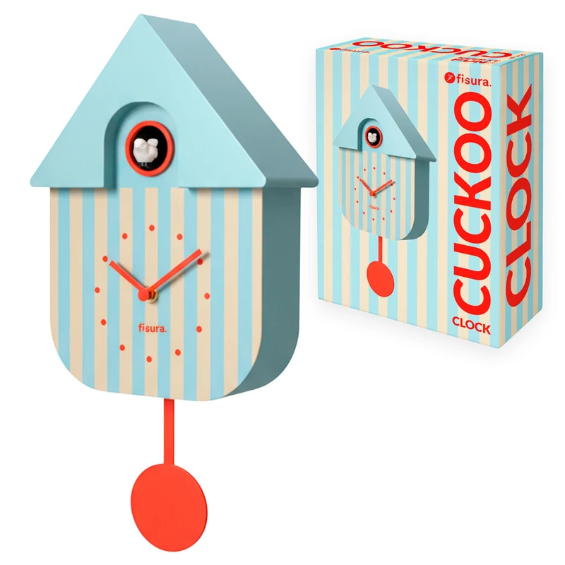 Fisura - Blue & Beige Cuckoo Wall Clock with Dial – Silent Non-Ticking Quartz, Modern Home Decor, Gift for Living Room or Kitchen (3AA Batteries not included) - Image 1