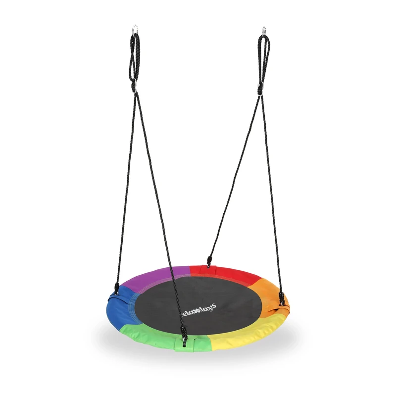 Relaxdays Outdoor Round Nest Swing for Kids & Adults, Ø 110 cm, Up to 100 kg, 150 x 110 x 110 cm