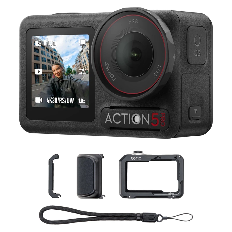 DJI Osmo Action 5 Pro Street Photography Combo, 4K Action Camera for Creators, 1/1.3″ Sensor, 155° FOV, 4hrs Battery, Enhanced Grip Comfort, Utility Frame & Hand Grip for Stable Street Capture