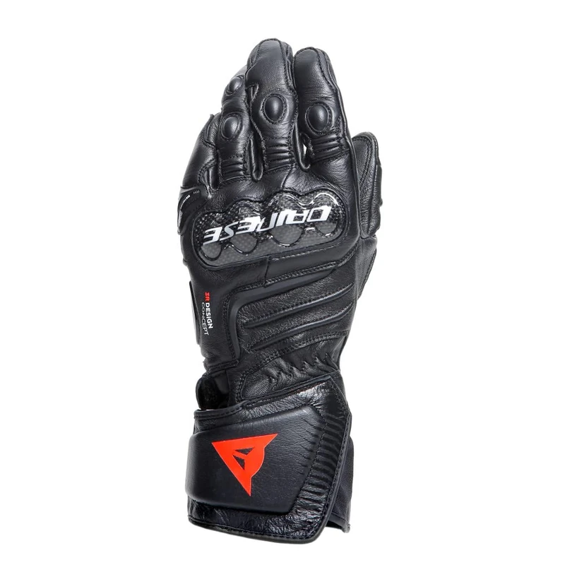 Dainese - Carbon 4 Long Leather Gloves, Long Leather Sport Motorcycle Gloves, Carbon Knuckle Protectors, Black/Black/Black, L