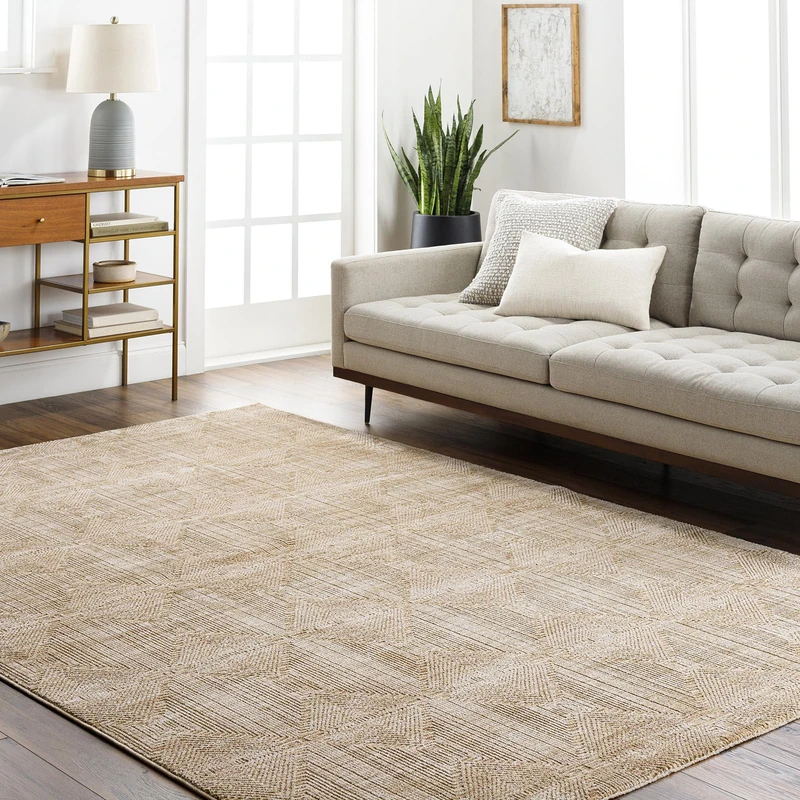 Livabliss Izalisse Modern Style Rug 152x225 cm – Area Accent for Living Room, Dining & Bedroom – Medium Pile, Cotton Back Indoor Rug, Easy Care, Beige, Tan, Brown