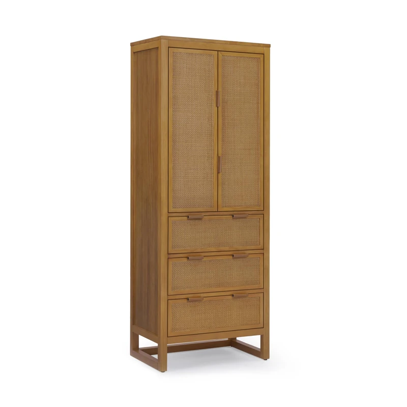 Teamson Home Hatteras Wooden Linen Cabinet - Natural Rattan