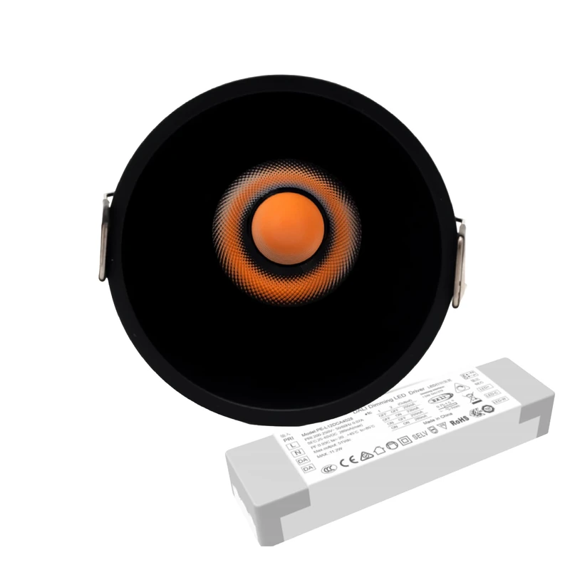 EKEY LUMENMEISTER EDGE-LE-B-12-TW Tunable White (HCL) Recessed Spotlight Set with AIDimming PE-L12DCA DALI-2 DT8 LED Driver (Constant Current)