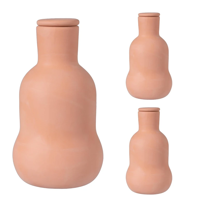 Relaxdays Clay Root-Zone Watering Set of 3, 500ml, Raised Beds & Greenhouse, Less Water Loss, Terracotta, 16x9x9 cm