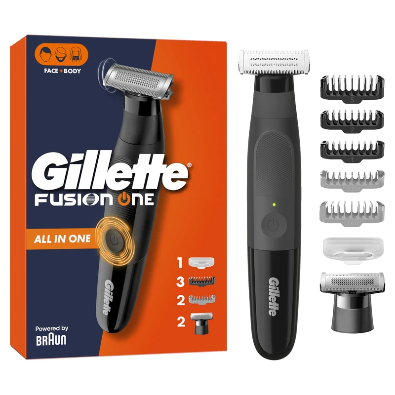 Gillette Fusion One Hybrid Electric Razor for Men, Shaver with Precision Trimmer for Face and Body, Waterproof Wet and Dry Groomer, Cordless, UK 2 Pin Plug
