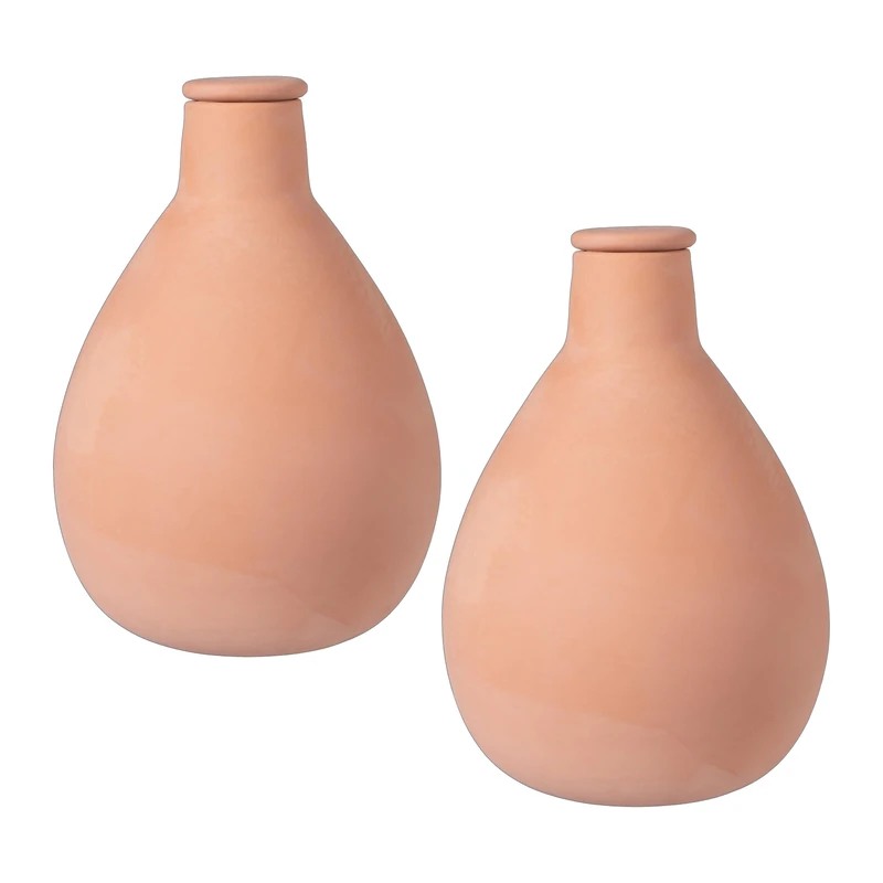 Relaxdays Set of 2 Clay Root Watering Pots, 1L, Raised Beds & Greenhouses, Terracotta, 18x13x13 cm