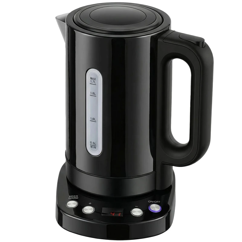 HOMCOM Electric Kettle, 1.7L, Temperature Control, 3kW Water Kettle with Fast Boil, Keep Warm Function, LCD Base, Removable Limescale Filter and 360° Swivel, Black