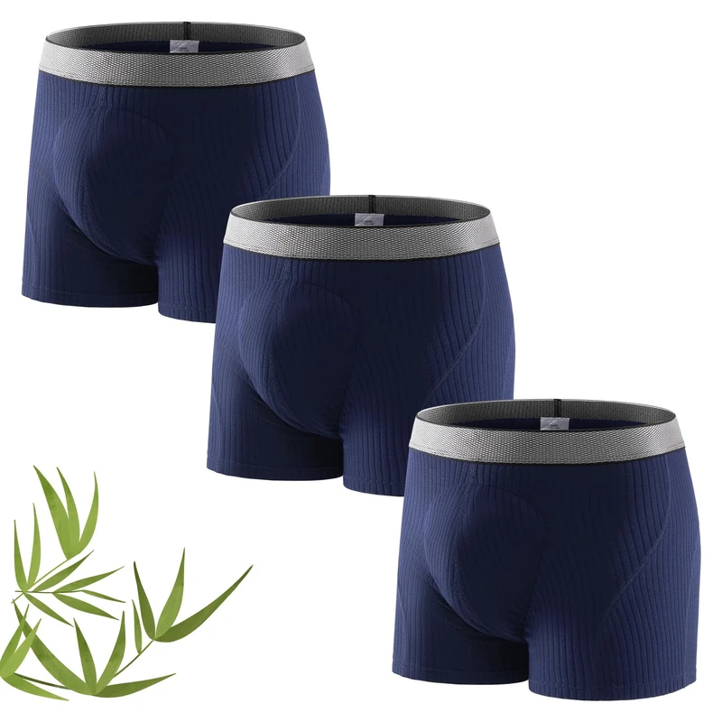 Carer 3 Pack Bamboo Incontinence Pants for Men 160ml Absorbency Upgraded Boxer Briefs Leakproof Washable Incontinence Underwear Soft Comfortable Breathable Reusable Blue Size XL
