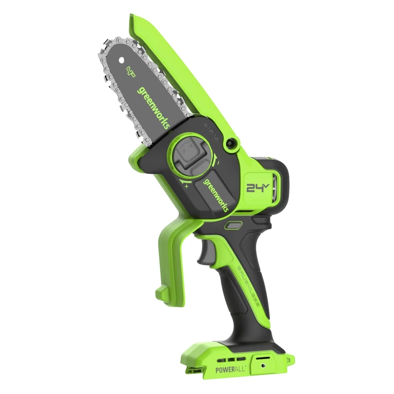 Greenworks 24V Mini Chainsaw Cordless 4in (10cm), Brushless Battery Chainsaw with Auto-Oil System, 7.8m/s Cutting Speed, Electric Saw for Tree Branches, Tool only