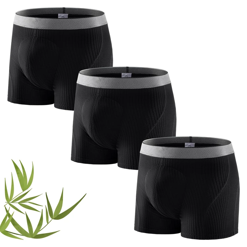Carer 3 Pack Bamboo Incontinence Pants for Men 160ml Absorbency Upgraded Boxer Briefs Leakproof Washable Incontinence Underwear Soft Comfortable Breathable Reusable Black Size L