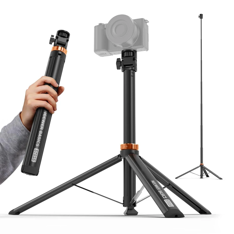 NEEWER BASICS Photography Light Stand, 81" Extendable Metal Portable Adjustable Camera Tripod for Continuous Output Lighting, 1/4" Screw Compatible with Canon Nikon Sony DSLR Webcam Pocket 3, ST016