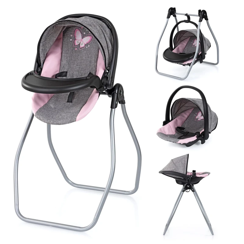 Bayer Design 63833AA Doll accessories 4-in-1 set Doll high chair, carrier, bed, swing – for a variety of role-play, 3+ years