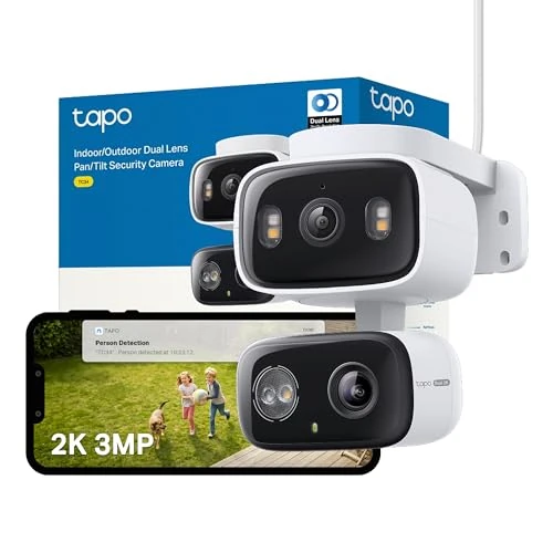 NEW Tapo TC34 2K 3MP Dual Lens Outdoor Security Camera, Colour Night Vision, Wide-angle & Telephoto Lens, AI Detection,Cameras House Security, lP65 CCTV Camera, No Monthly Fee, Alexa,Google