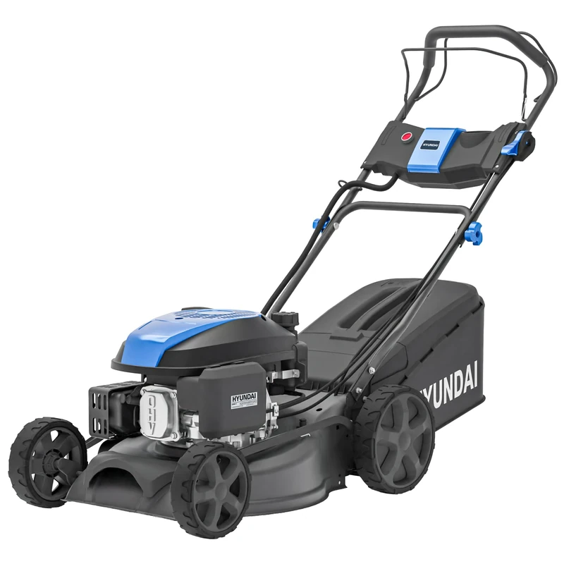 Hyundai 17” 43cm Electric Start Self-Propelled Petrol Lawnmower, 139cc 4-Stroke Engine, 4-in-1 Mulch Bag Side & Rear Discharge, 40L Grass Box Black Edition