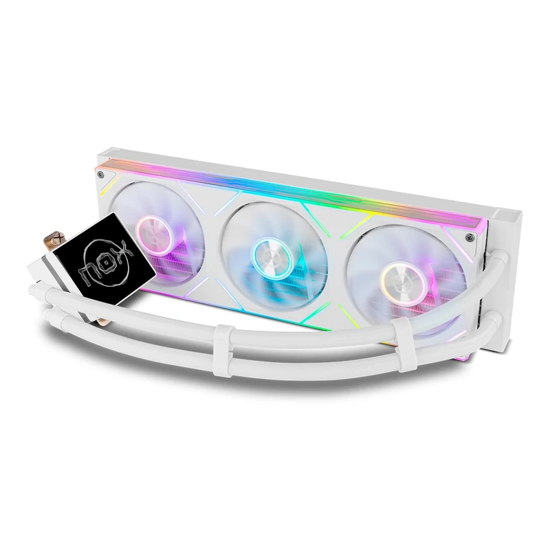 NOX XTREME PRODUCTS Hummer M-360 LCD Black - Liquid CPU Cooler, LCD Display, Radiator 360 mm, 3 Fans 120 mm PWM, TDP 350W, Compatible with Intel and AMD, White