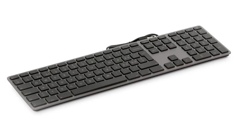 LMP KB-3421 USB Keyboard for Windows, 110 Keys with Numeric Keypad, French Layout (AZERTY), 2 x Integrated USB Ports, Aluminium Case, Slim Design, Space Grey