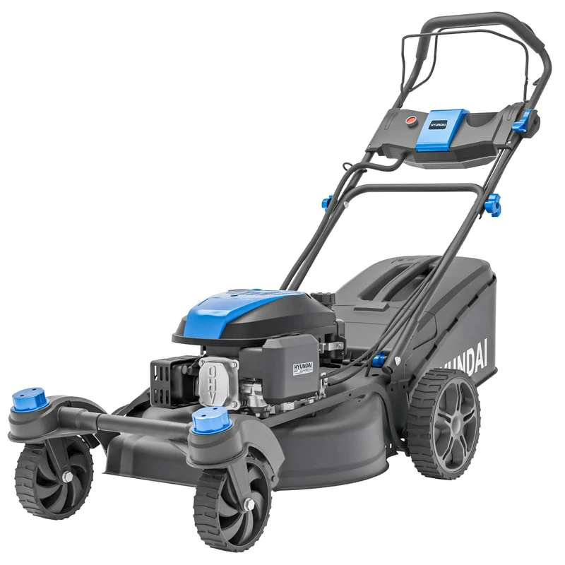 Hyundai 20” 51cm Electric Start Self-Propelled Petrol Lawnmower, Powerful 196cc 4-Stroke Engine, Mulching, Side & Rear Discharge, 60L Grass Box, Black Edition