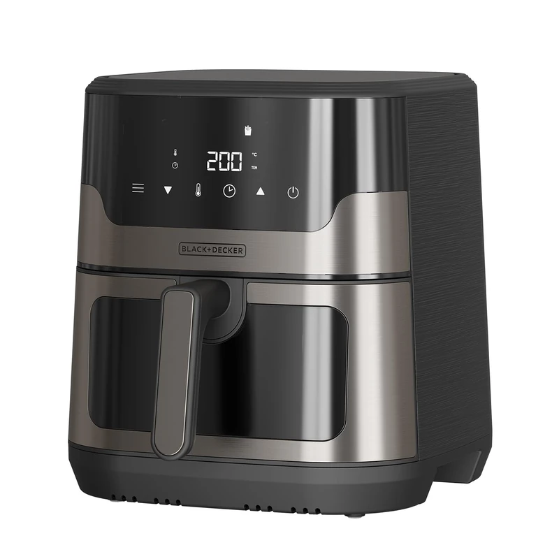BLACK+DECKER - Air Fryer Hot Air Fryer 1700W | Family Size 8-9 People | 8 Programs | Temperature 80-200°C | Timer 0-60 min | Viewing Window | Digital Touchscreen