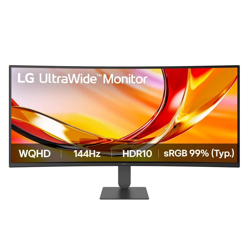LG UltraWide Monitor 34U620B-B : Curved UWQHD 1440p VA 34 inch, 144Hz, 5ms GtG, HDR10, FreeSync Premium, HAS display, Reader Mode & Flicker Safe, Smart Energy Saving, DP 1.4, HDMI, Black