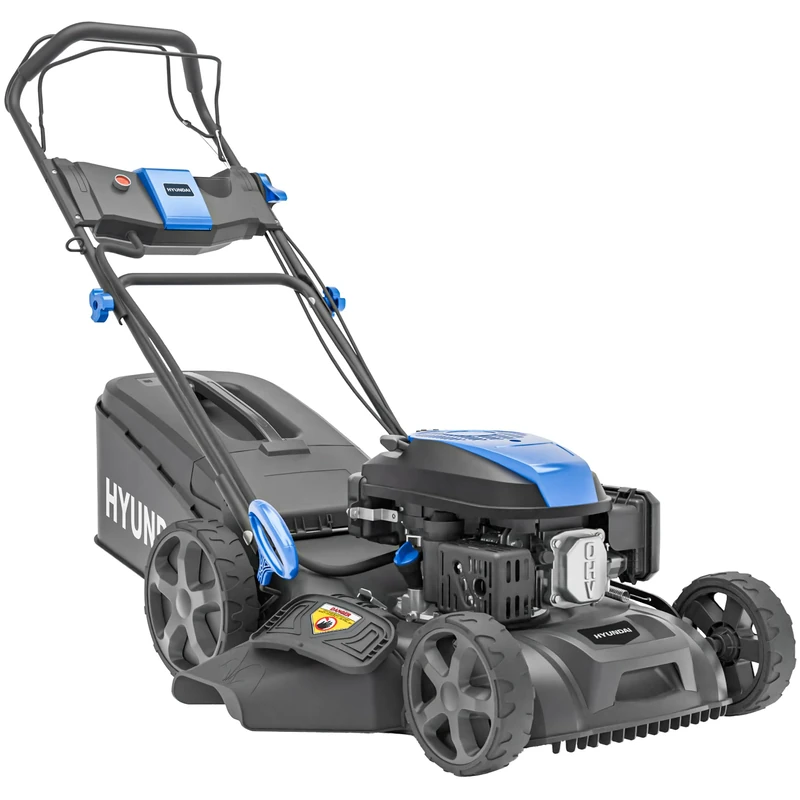Hyundai 18” 46cm Electric Start Self-Propelled Petrol Lawnmower, 139cc 4-Stroke Engine, Mulching, Side & Rear Discharge, 60L Grass Box, Black Edition