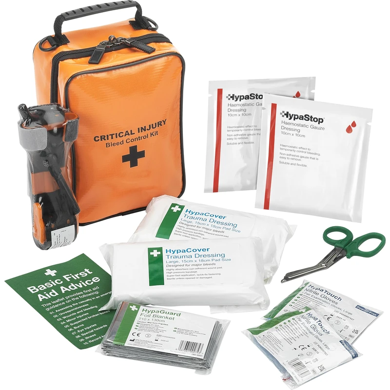 HypaStop Critical Injury Bleed Control Kit in Bag - Supplied with Tourniquet and Haemostatic Dressings
