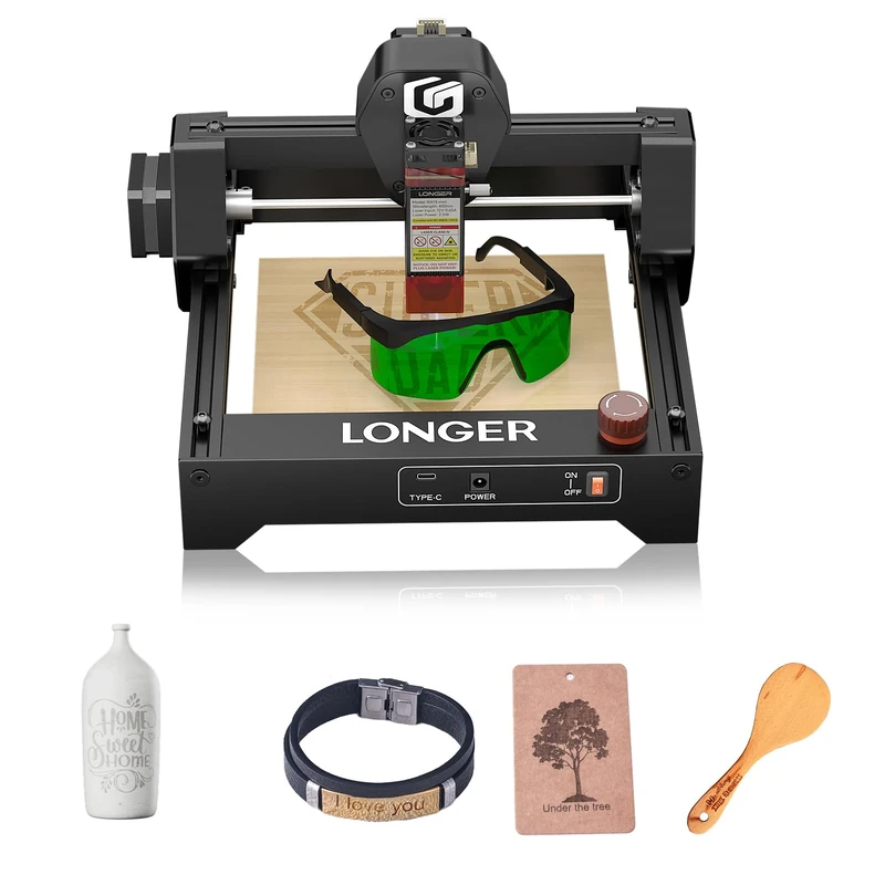 LONGER Ray5 Mini Laser Engraver, 2.5W High-Speed CNC Engraving Machine with WiFi Control and Emergency Stop, 140×130mm Working Area for Wood, Metal, Acrylic, Leather and DIY Projects