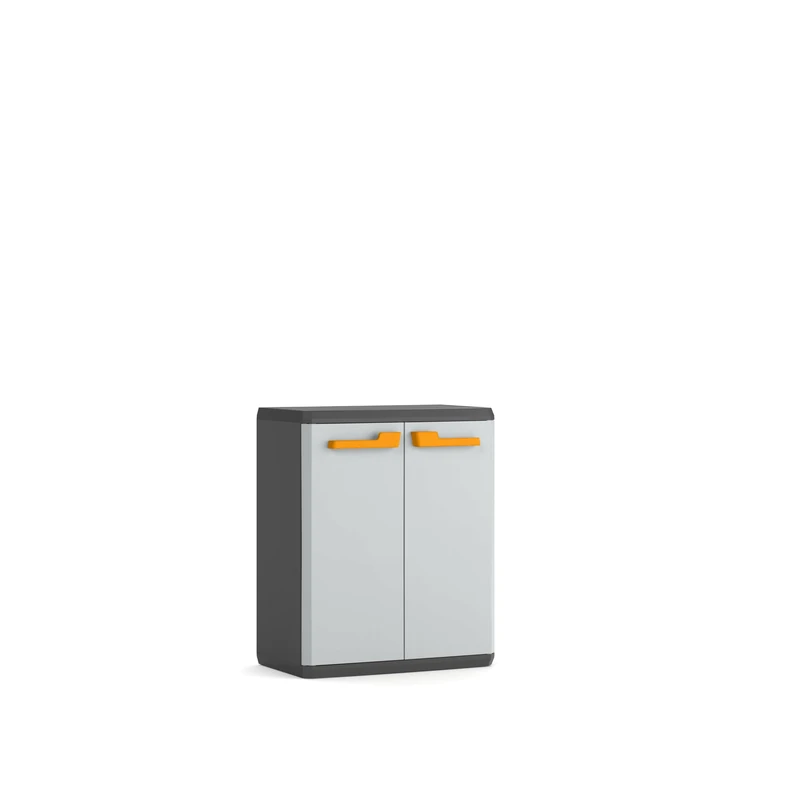Keter Rio Low Cabinet, Garage and Balcony Storage, 1 Adjustable Shelf, Gray, 68x39x83H cm