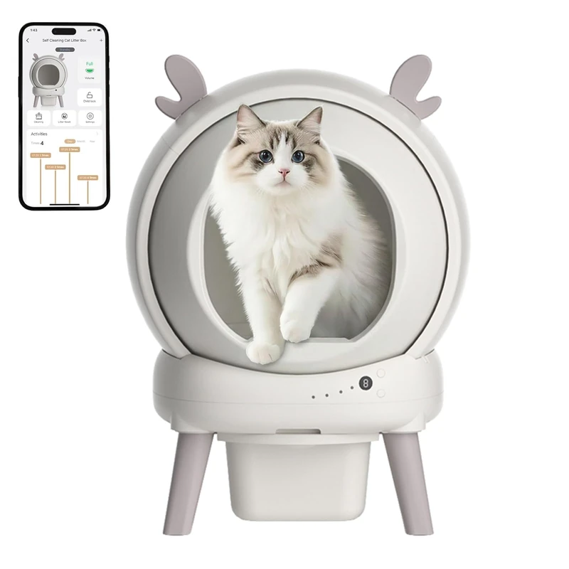 Garvee Self-Cleaning Cat Litter 65L with Safety Sensors and App Control, Large Closed Automatic Cat Litter, Multiple Cat Toilet with Waste Bags - Image 1