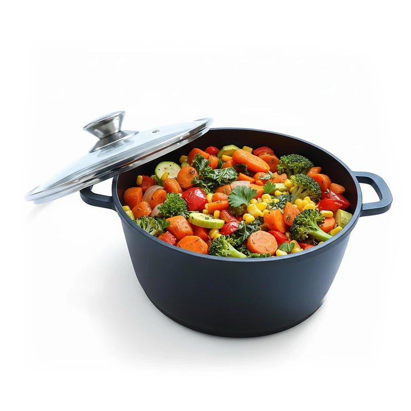 Relaxdays Cast Aluminium Braising Pan with Glass Lid, Non-Stick, Induction Compatible, 15 x 32 cm, Black
