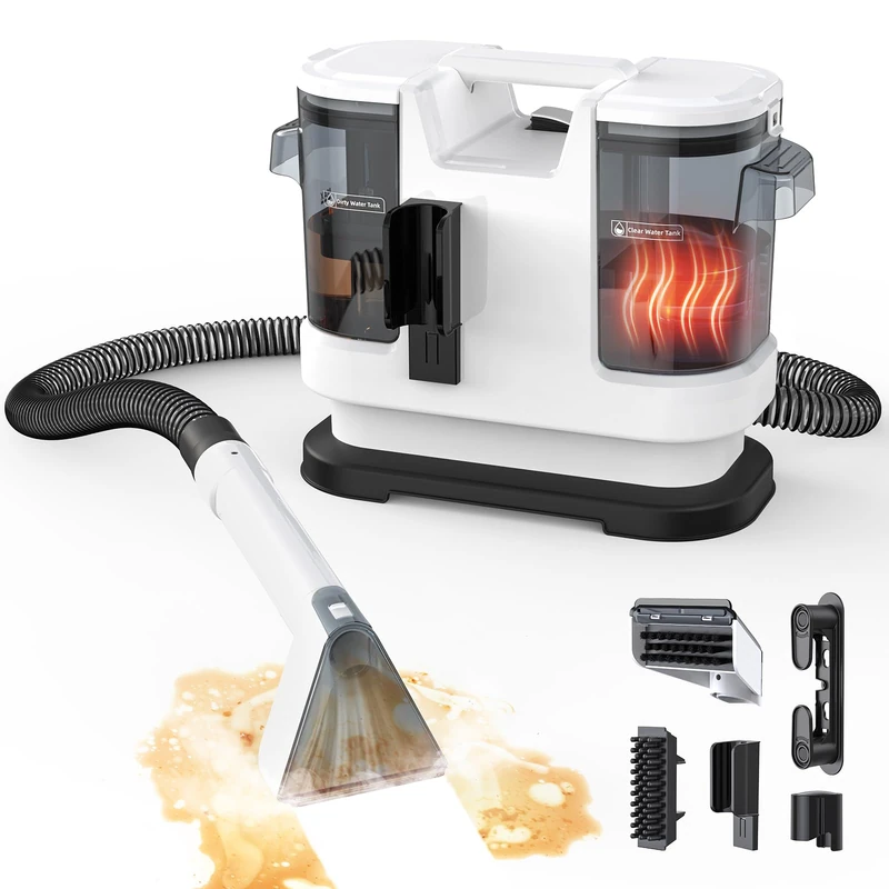 Lubluelu Hot Water Carpet Cleaner, 600W Portable Spot Cleaner with 20kPa Suction, Fast Heat in 10s, Upholstery & Rug Cleaner with Self-Cleaning Hose for Sofa, Pet Stains & Car Interior