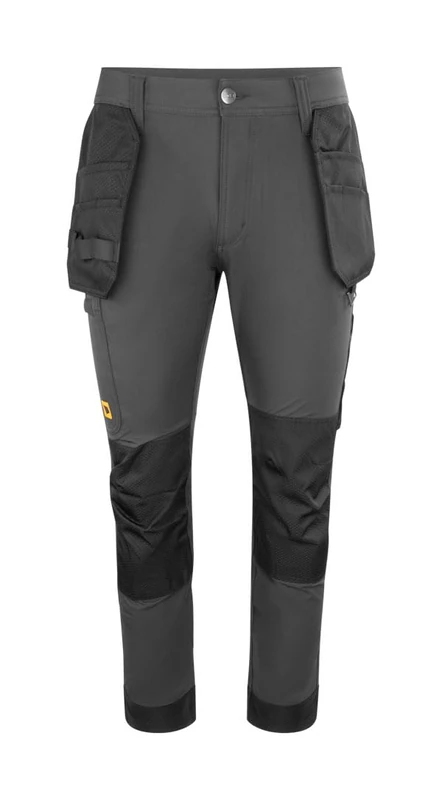 JCB Mens 4-Way Stretch Holster Pocket Trousers - Dark Shadow - Heavy Duty Nylon Spandex Work Trousers with Knee Pad Pockets and D-Ring - Triple Stitched Water Repellent Cargo Workwear