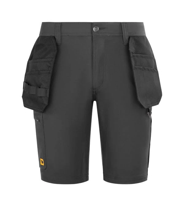 JCB Unisex Stretch Holster Pocket Shorts - Dark Shadow - Heavy Duty Nylon Spandex Work Shorts with Reinforced Detachable Tool Pockets - Triple Stitched Water Repellent Cargo for Trades