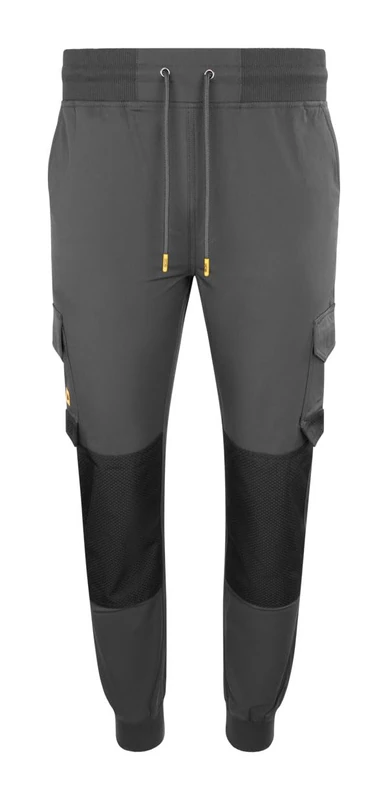 JCB Unisex 4-Way Stretch Jogger - Dark Shadow - Heavy Duty Nylon Spandex Work Joggers with Cargo Pockets and Elasticated Waist - Water Repellent Ankle Cuff Trade Workwear for Site Workers