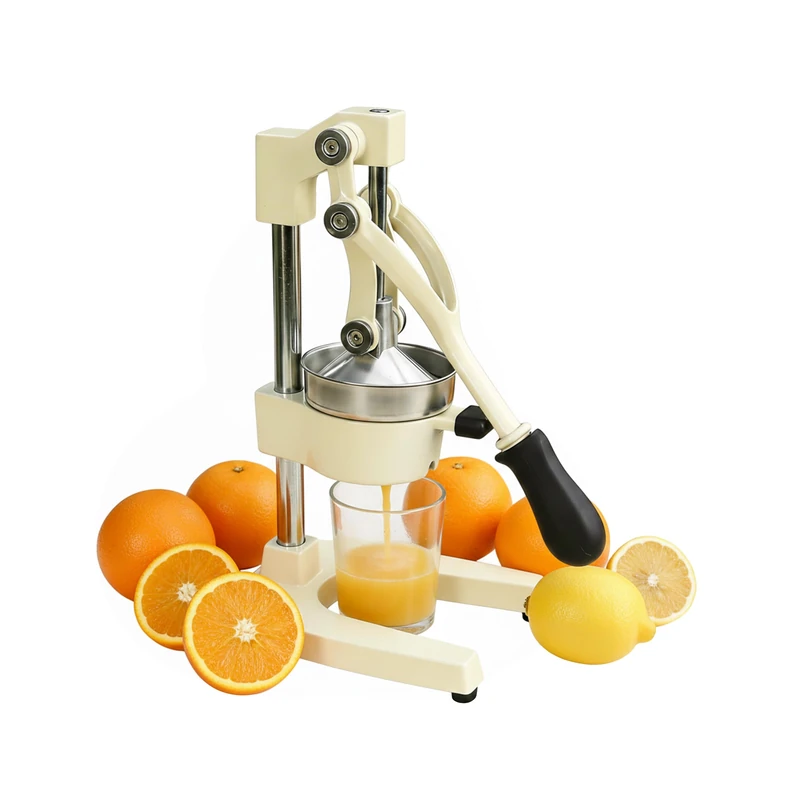 Relaxdays Manual Citrus Press, Iron & Stainless Steel, Lever Operation, 39.5 x 18.5 x 27.5 cm, Beige