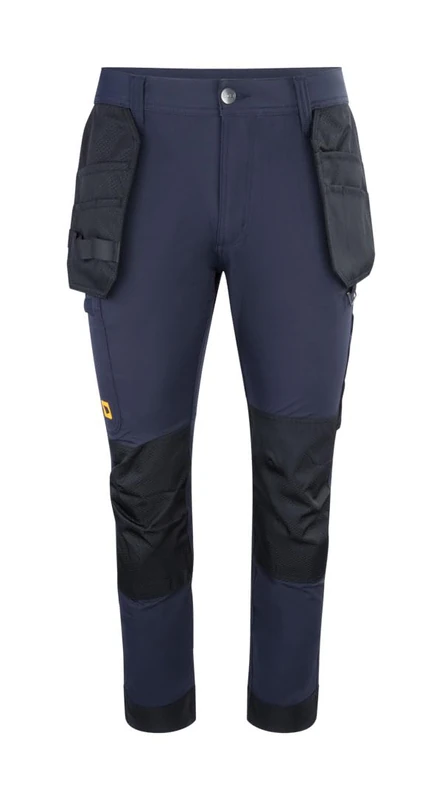 JCB Mens Stretch Holster Pocket Trouser - Navy - Heavy Duty Nylon Spandex Work Trousers with Detachable Holster Tool Pockets and Knee Pad Pockets - Triple Stitched Water Repellent Cargo