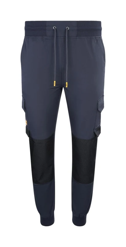 JCB Unisex 4-Way Stretch Jogger - Navy - Heavy Duty Nylon Spandex Work Joggers with Cargo Pockets and Elasticated Waist - Water Repellent Ankle Cuff Trade Workwear for Warehouse and Site