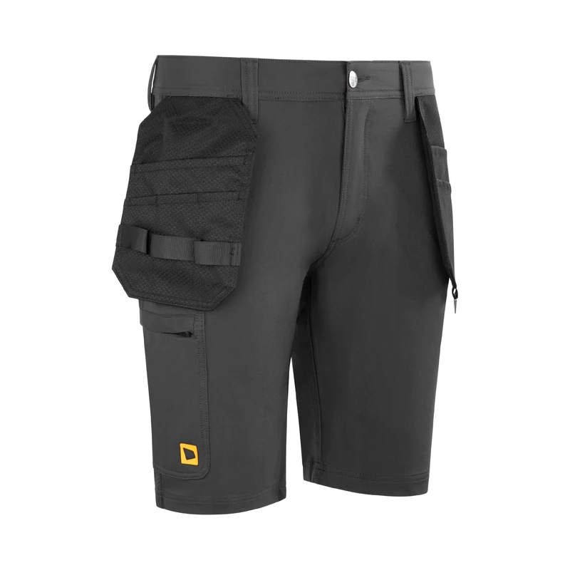 JCB Unisex Stretch Holster Pocket Shorts - Dark Shadow - Heavy Duty Nylon Spandex Work Shorts with Reinforced Detachable Tool Pockets - Triple Stitched Water Repellent Cargo for Trades - Image 1