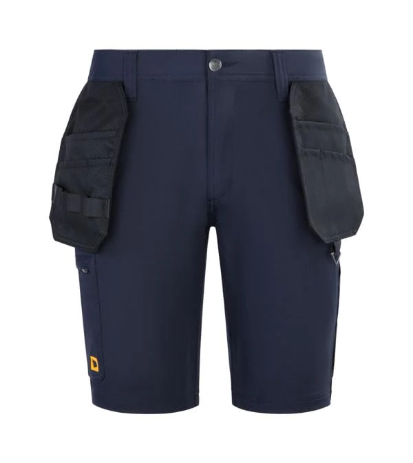 JCB Unisex Stretch Holster Pocket Shorts - Navy - Heavy Duty Nylon Spandex Work Shorts with Reinforced Detachable Tool Pockets and D-Ring - Triple Stitched Water Repellent Cargo for Trades