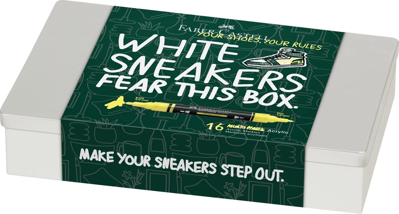 Faber-Castell Multimark Acrylic Dual Marker, Set of 16 Kicks Colours, Art Set Supplies, Water-Based Acrylic Marker Pen, Double Ended, Bold & Fine Tip, Art Markers, Colouring Pens, Highlighters