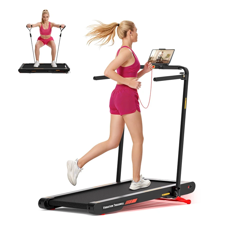 Sperax 4 in 1 Vibration Treadmill with 10% Auto Incline, Foldable Walking Vibration Pad with Remote Control, 12 km/h Walking Pad Treadmill with APP for home