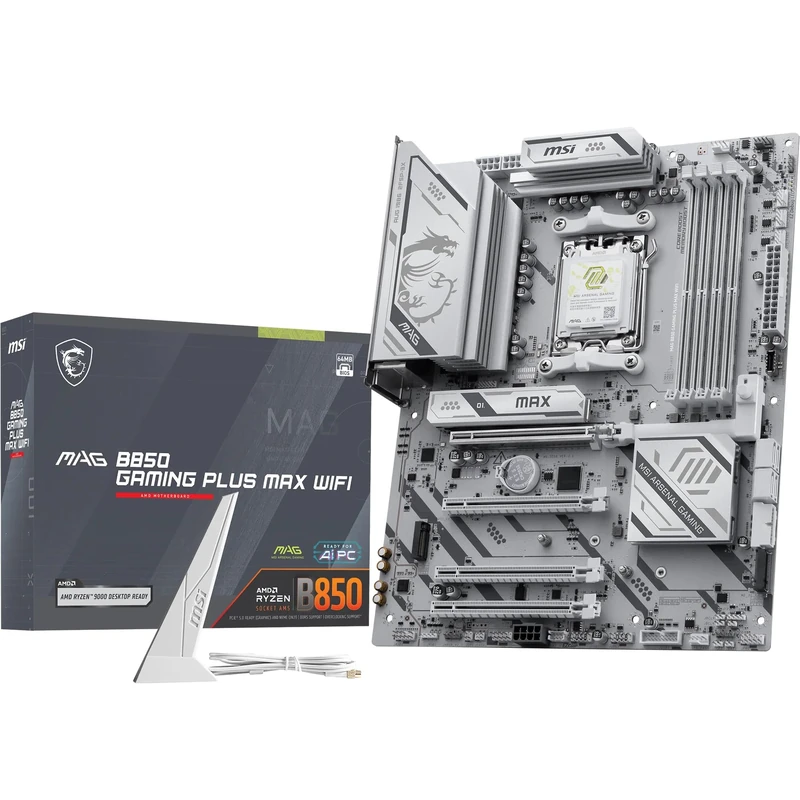 MSI MAG B850 GAMING PLUS MAX WIFI Motherboard, ATX - Supports AMD Ryzen 9000/8000 / 7000 Processors, AM5, DDR5 Memory Boost (up to 8200+ MT/s OC), PCIe 5.0 x16, M.2 Gen5, Wi-Fi 7, 5G LAN