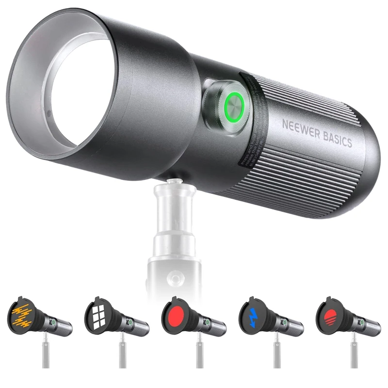 NEEWER BASICS 10W 4 Color RGB Photography Flashlight, 21 Magnetic Gobo Filters, 9000mAh Battery, 6300K CRI95+ Portable LED Spotlight Ambient Sunset Light for Video Recording Studio Lighting, FL10P