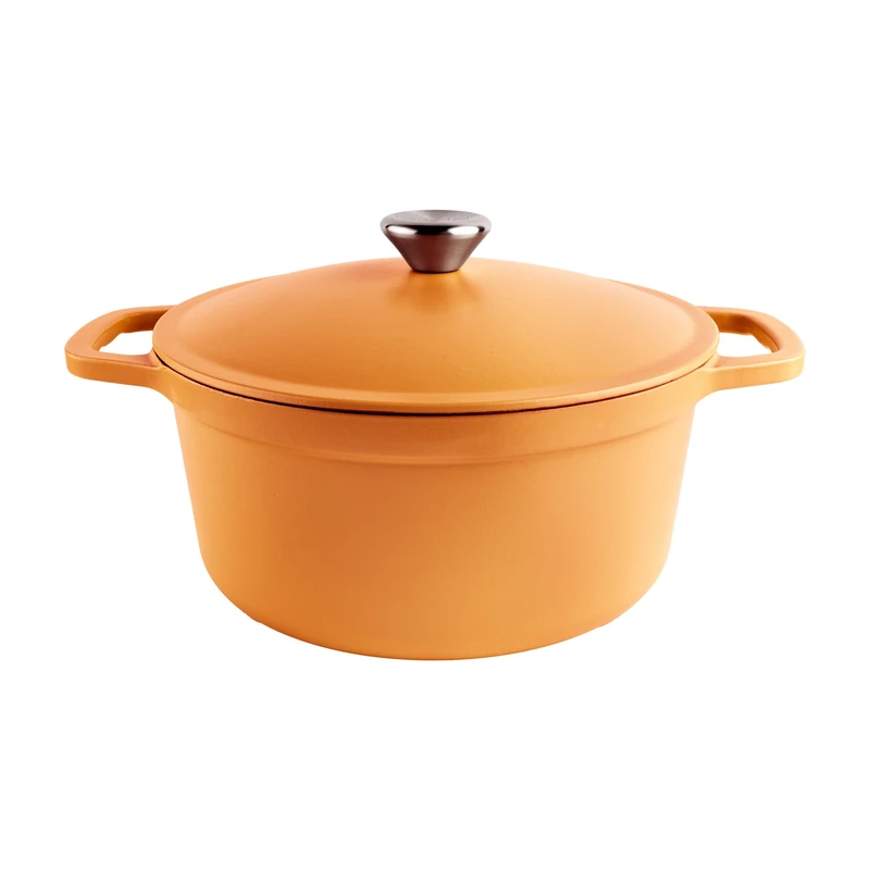 Commichef Lightweight Cast Iron Casserole 24cm, 3.5L, Terracotta Red – Dutch Oven Pot With Lid For Cooking & Bread Baking, Enamelled Skillet Pan, Induction Hob Compatible Stewpot
