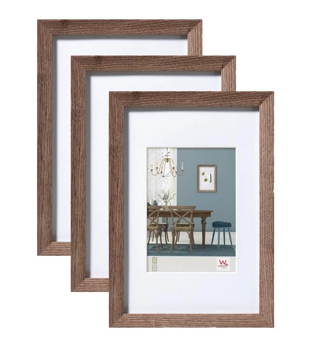 walther design - Fiorito EF430N3 Picture Frames, Walnut, 24 x 30 cm, Pack of 3 Wooden Frames
