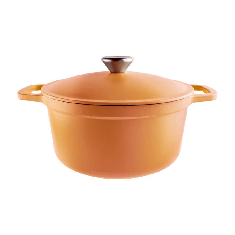 Commichef Lightweight Cast Iron Casserole 22cm, 3L, Terracotta Red – Dutch Oven Pot With Lid For Cooking & Bread Baking, Enamelled Skillet Pan, Induction Hob Compatible Stewpot