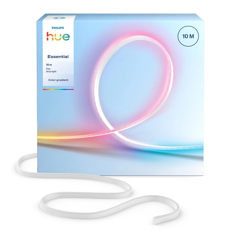 Hue Essential 10-Meter LED Flex Strip Light, RGBIC, Vibrant Color and Ambiance, Flexible Indoor Lighting, Easy Installation, App and Voice Control, Works with Alexa, Google Assistant, and Apple Home