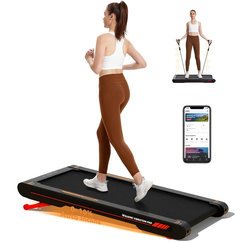 Sperax 4 in 1 Walking Vibration Pad with 10% Auto Incline,6 km/h Treadmills for Home, Incline Treadmill with App Compatible, with Remote Control