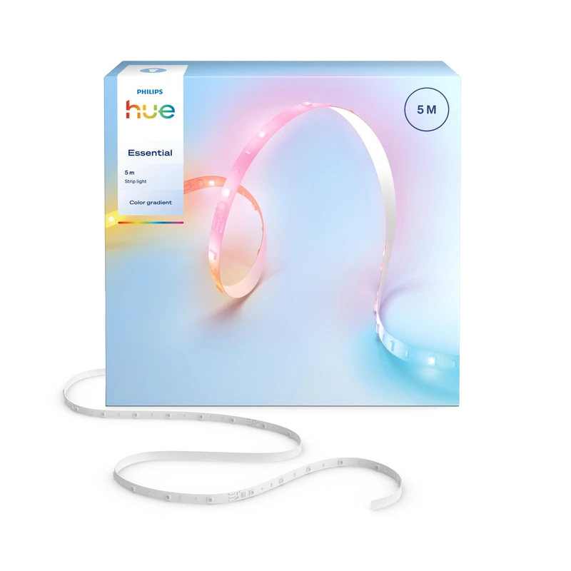 Hue Essential 5-Meter LED Strip Light, RGBIC, Vibrant Color and Ambiance, Flexible Indoor Lighting, Easy Installation, App and Voice Control, Works with Alexa, Google Assistant, and Apple Home