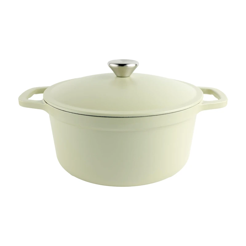 Commichef Lightweight Cast Iron Casserole 26cm, 4.5L, Green – Dutch Oven Pot With Lid For Cooking & Bread Baking, Enamelled Skillet Pan, Induction Hob Compatible Stewpot