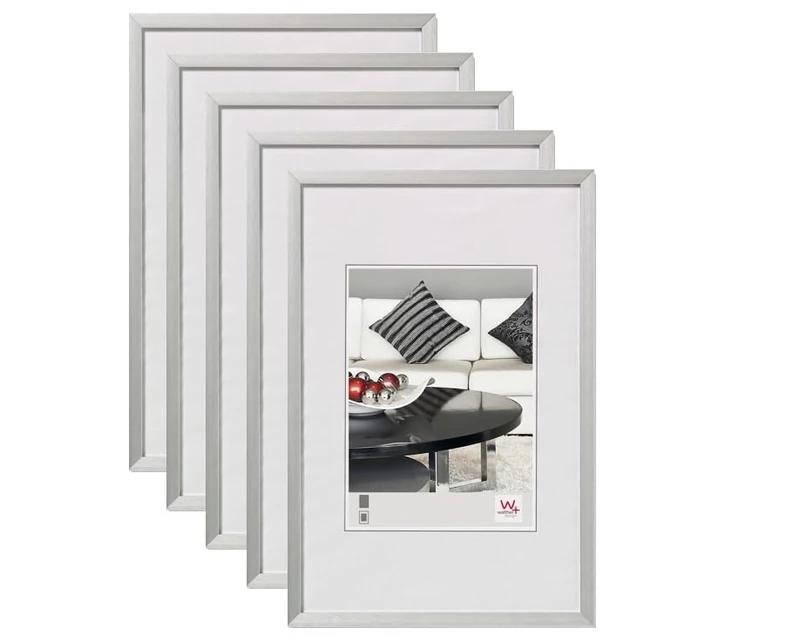 walther design - Chair AJ030S5 Picture Frames, Silver, 20 x 30 cm, Pack of 5 Aluminium Frames